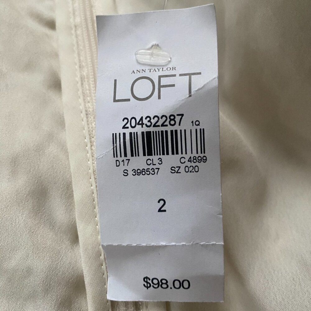NWT Loft Ivory White Scalloped Lace Crochet Sleeveless Lined Shift Dress Size 2 - Picture 11 of 13
